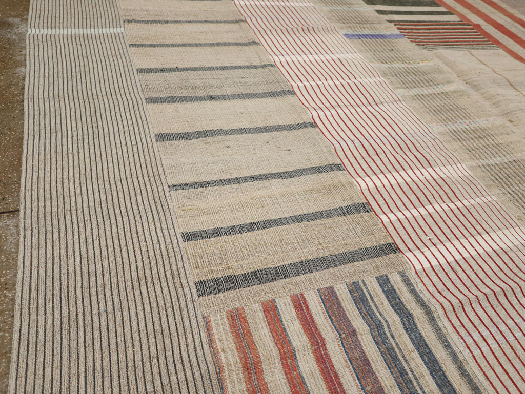 Vintage Turkish Flatweave Kilim Large Room Size Carpet, No.33591 - Gss