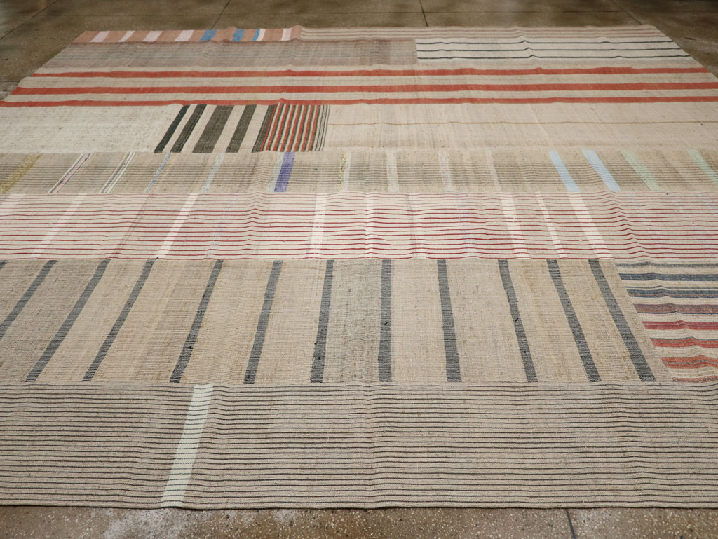 Vintage Turkish Flatweave Kilim Large Room Size Carpet, No.33591 - Gss