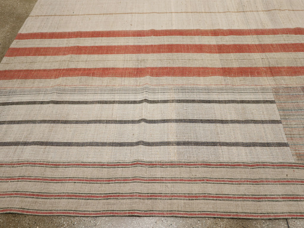 Vintage Turkish Flatweave Kilim Large Room Size Carpet, No.33591 - Gss