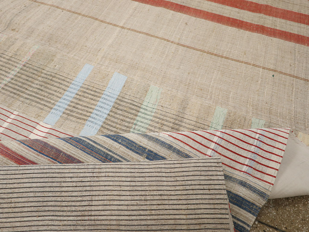 Vintage Turkish Flatweave Kilim Large Room Size Carpet, No.33591 - Gss