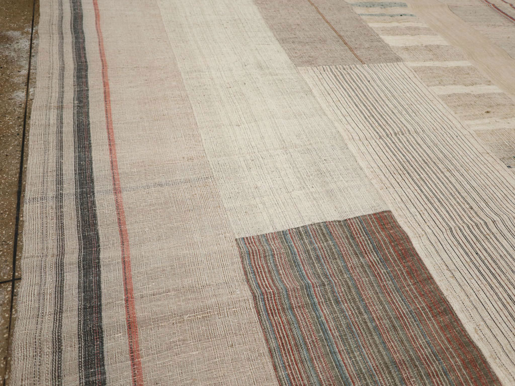 Vintage Turkish Flatweave Kilim Room Size Carpet, No.33593 - Gss