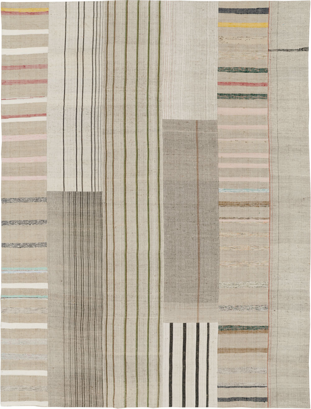 Vintage Turkish Flatweave Kilim Room Size Carpet, No.33602 - Gss