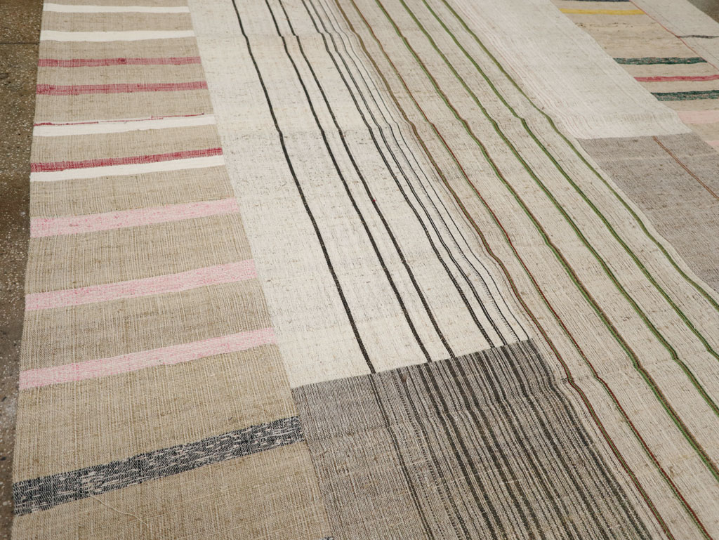 Vintage Turkish Flatweave Kilim Room Size Carpet, No.33602 - Gss