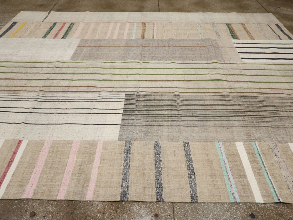 Vintage Turkish Flatweave Kilim Room Size Carpet, No.33602 - Gss