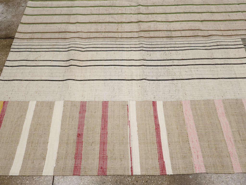 Vintage Turkish Flatweave Kilim Room Size Carpet, No.33602 - Gss
