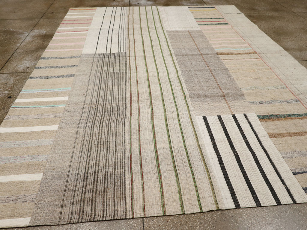 Vintage Turkish Flatweave Kilim Room Size Carpet, No.33602 - Gss