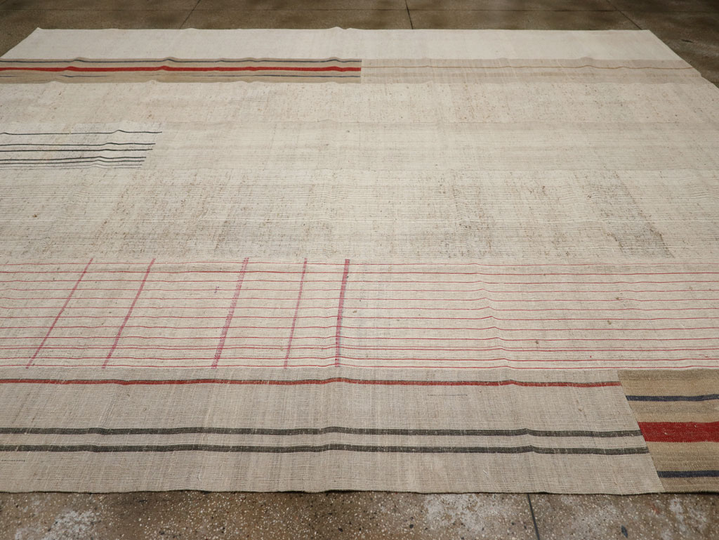 Vintage Turkish Flatweave Kilim Large Room Size Carpet, No.33610 - Gss