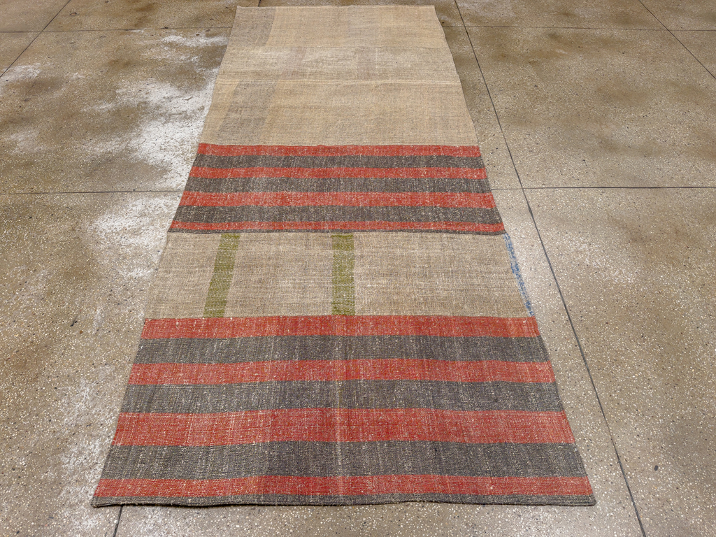 Vintage Turkish Flatweave Kilim Wide Gallery Runner, No.33652 - Gss