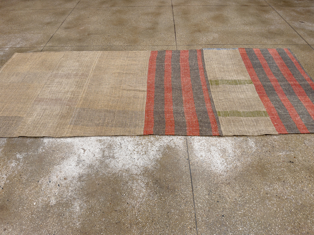 Vintage Turkish Flatweave Kilim Wide Gallery Runner, No.33652 - Gss
