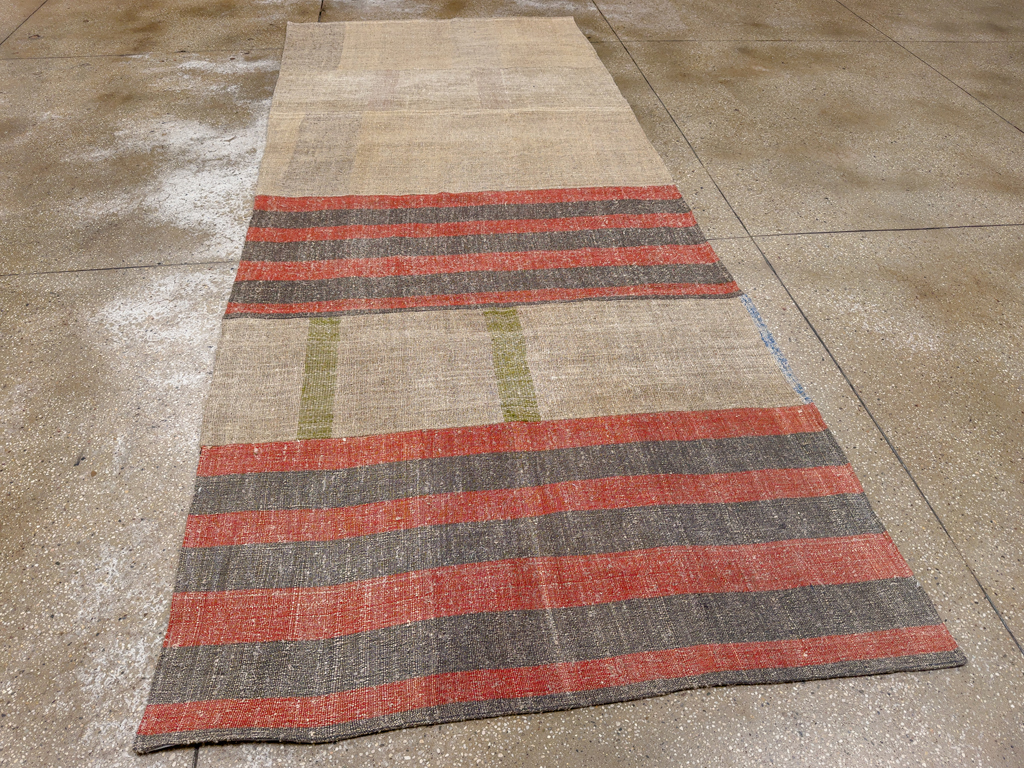 Vintage Turkish Flatweave Kilim Wide Gallery Runner, No.33652 - Gss