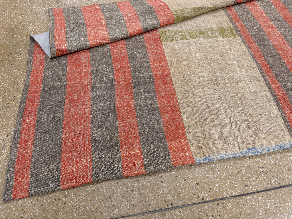 Vintage Turkish Flatweave Kilim Wide Gallery Runner, No.33652 - Gss