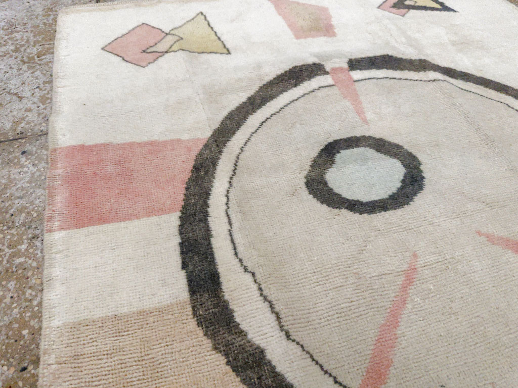 Vintage Turkish Art Deco Throw Rug, No.33661 - Gss