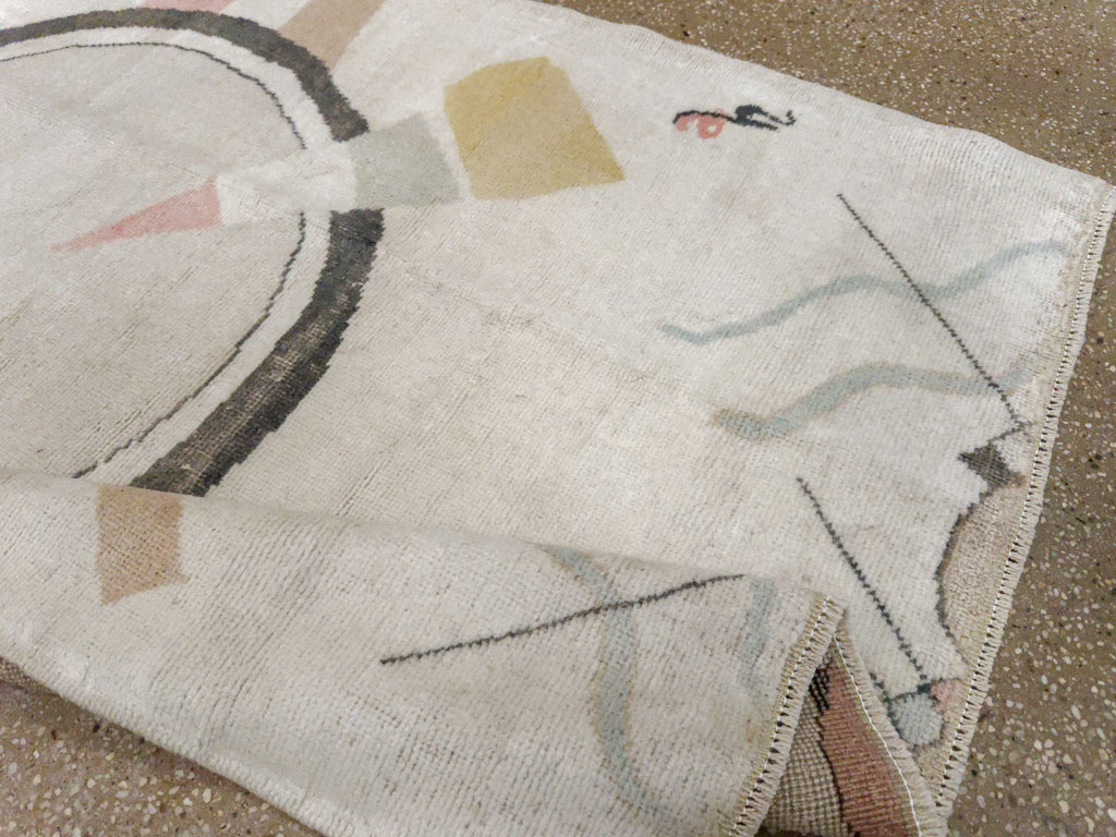 Vintage Turkish Art Deco Throw Rug, No.33661 - Gss