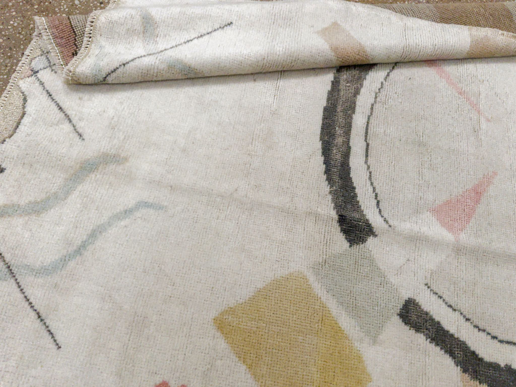 Vintage Turkish Art Deco Throw Rug, No.33661 - Gss