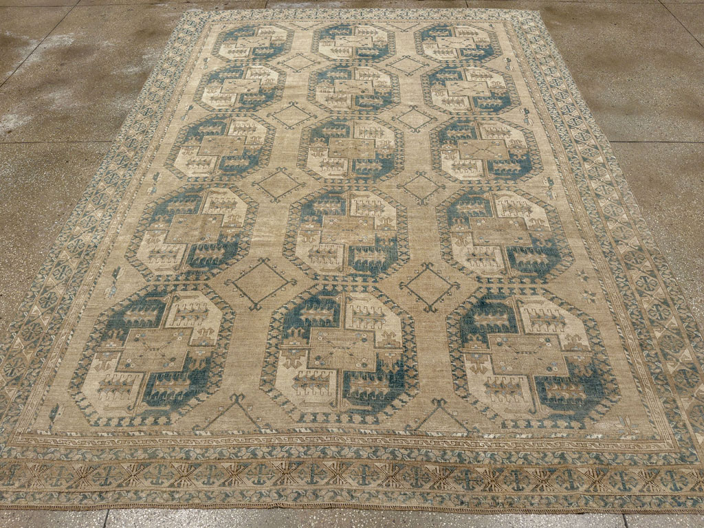 Vintage Central Asian Turkoman Room Size Carpet, No.33666 - Gss