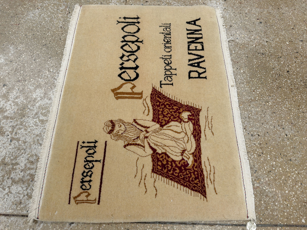 Vintage Persian Kashan Pictorial Rug (Pair: 1 of 2), No.33667 - Gss