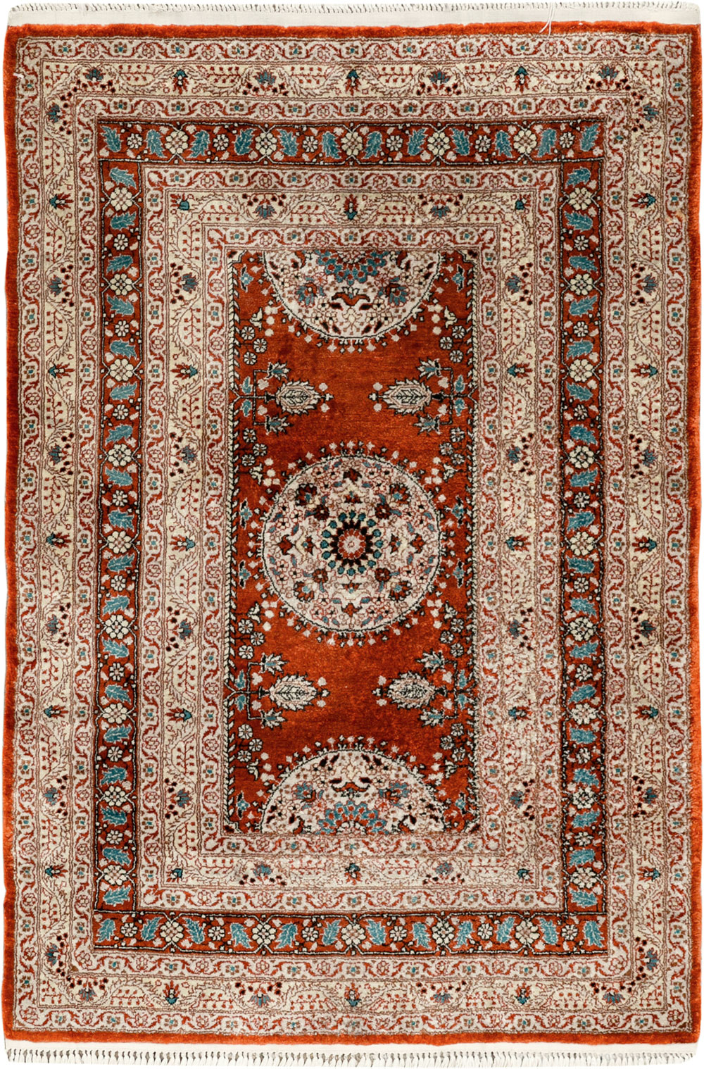 Vintage Chinese Silk Throw Rug In The Tabriz Style, No.33674 - Gss