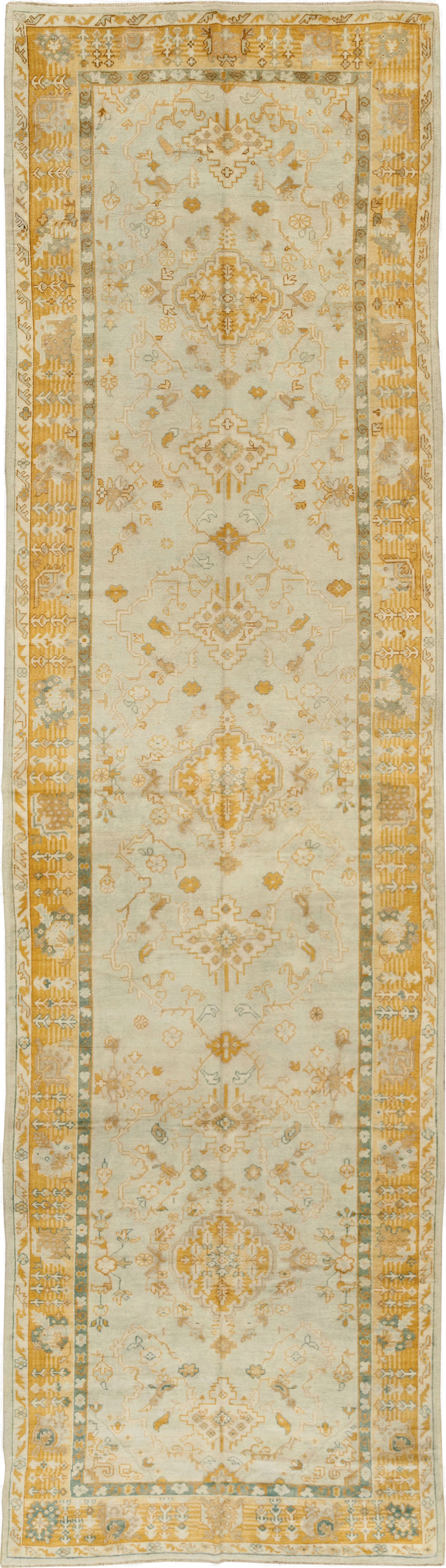 Antique Turkish Oushak Wide Gallery Runner, No.33692 - Gss