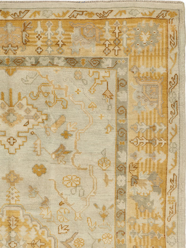 Antique Turkish Oushak Wide Gallery Runner, No.33692 - Gss