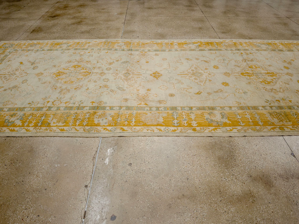 Antique Turkish Oushak Wide Gallery Runner, No.33692 - Gss