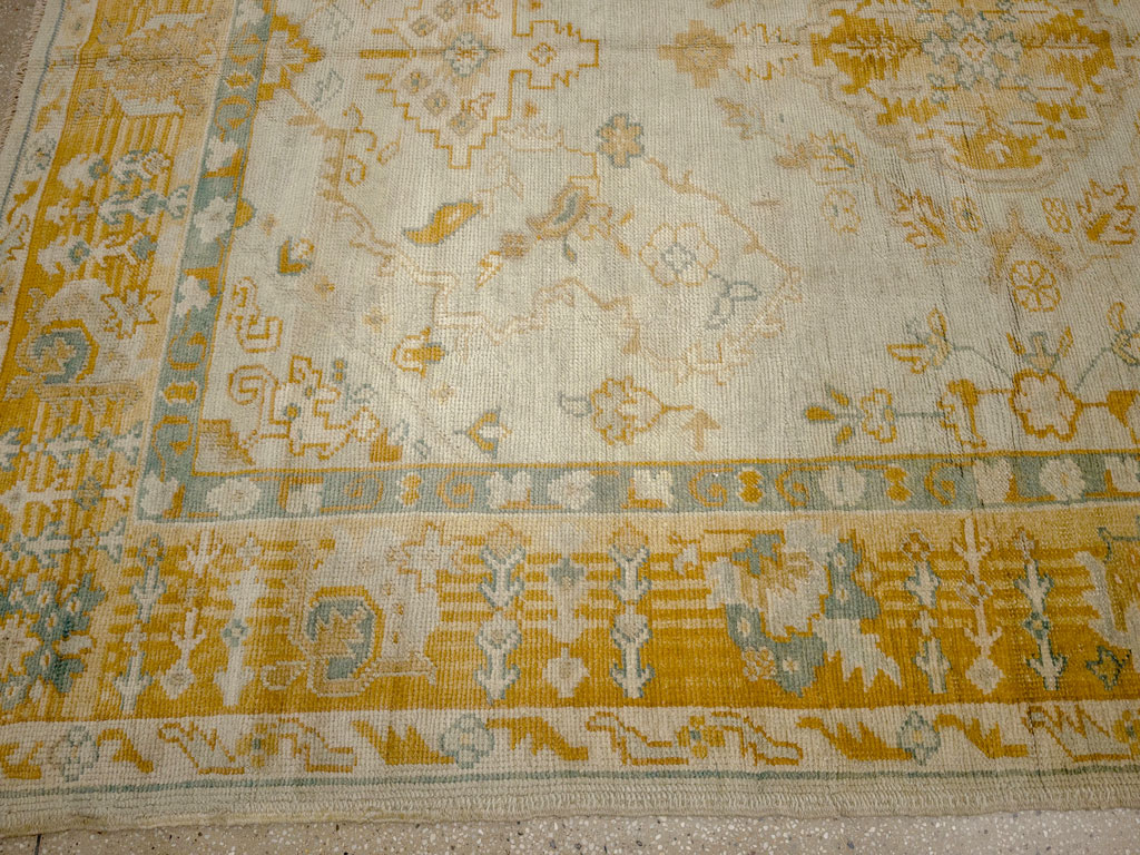 Antique Turkish Oushak Wide Gallery Runner, No.33692 - Gss