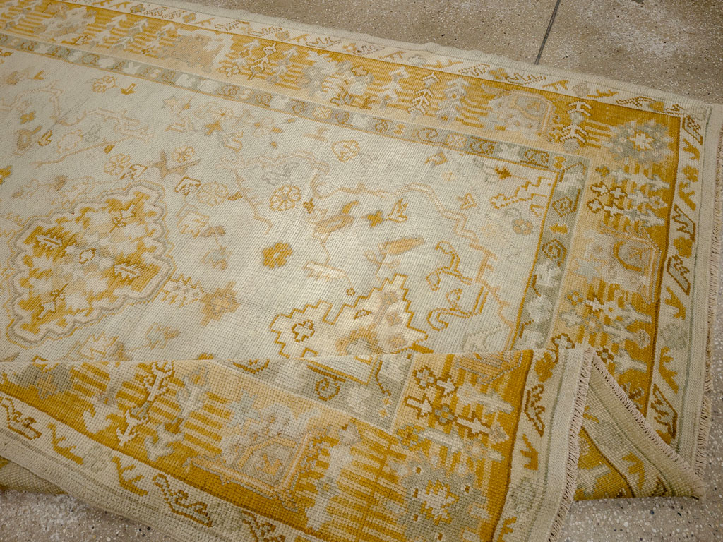 Antique Turkish Oushak Wide Gallery Runner, No.33692 - Gss