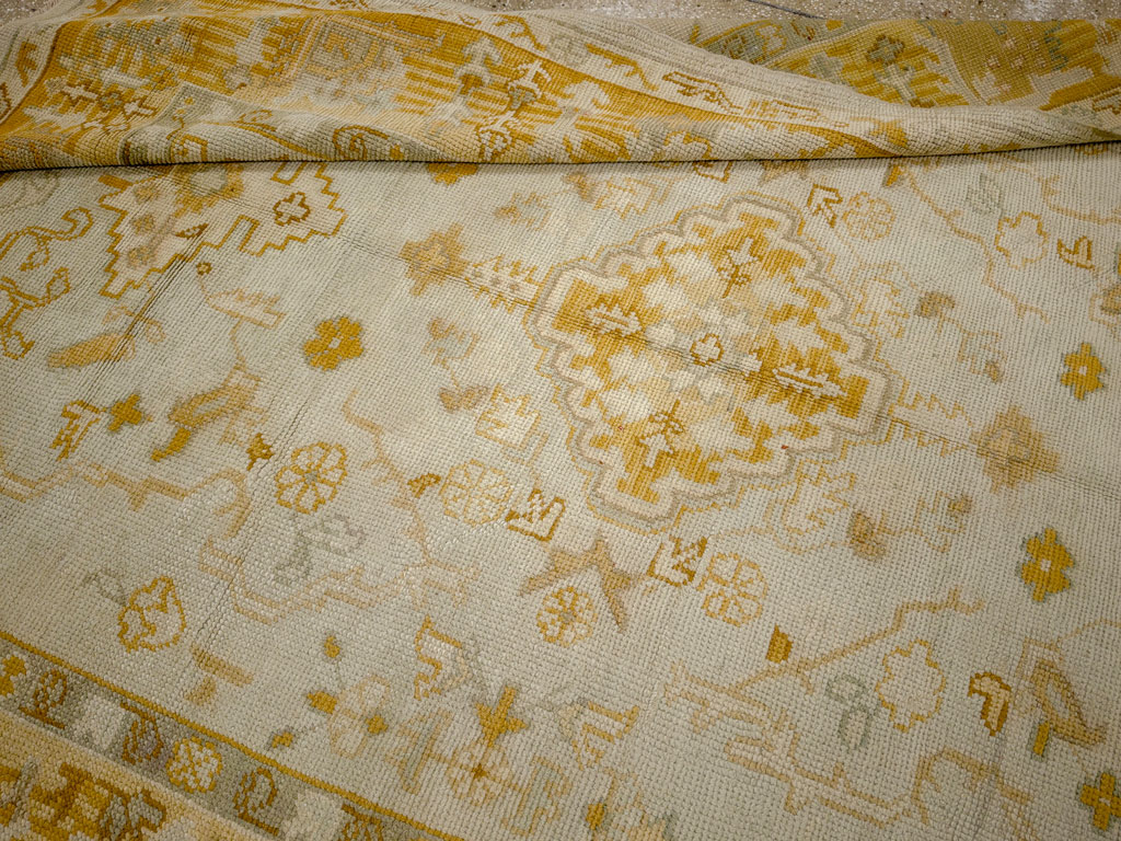 Antique Turkish Oushak Wide Gallery Runner, No.33692 - Gss