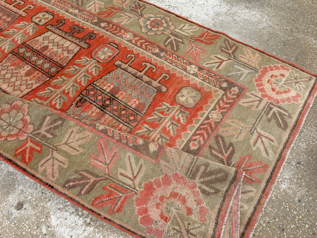 Antique East Turkestan Pictorial Vase Khotan Rug, No.33699 - Gss
