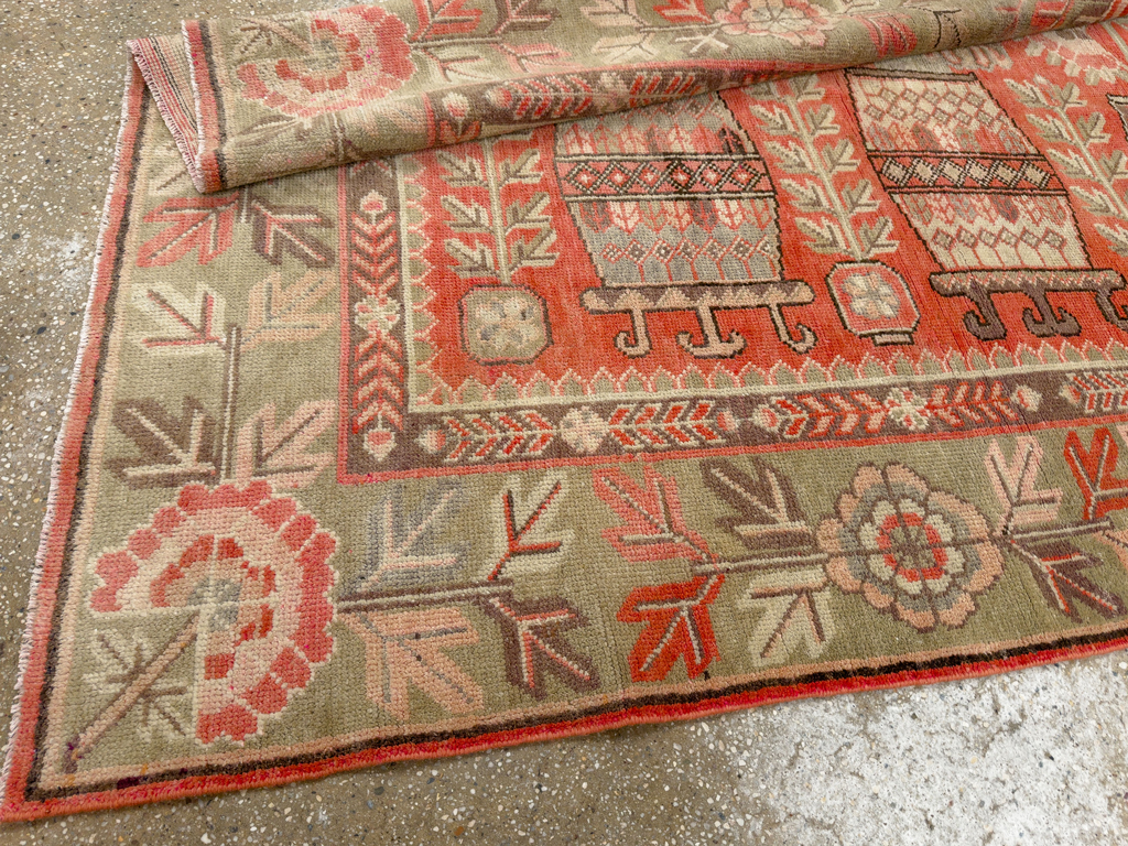 Antique East Turkestan Pictorial Vase Khotan Rug, No.33699 - Gss
