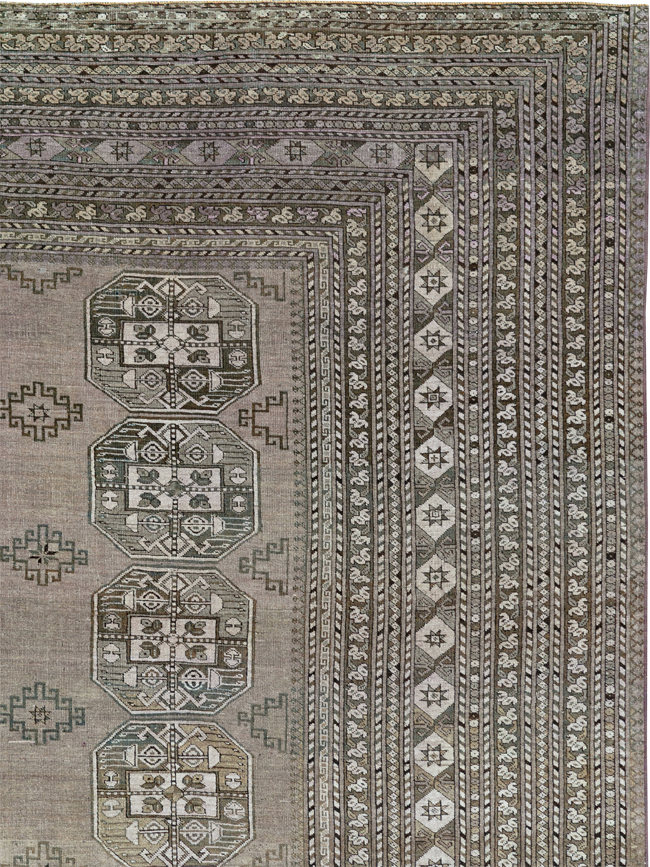 Vintage Central Asian Turkoman Room Size Carpet, No.33708 - Gss