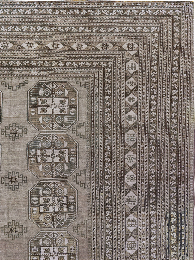 Vintage Central Asian Turkoman Room Size Carpet, No.33708 - Gss
