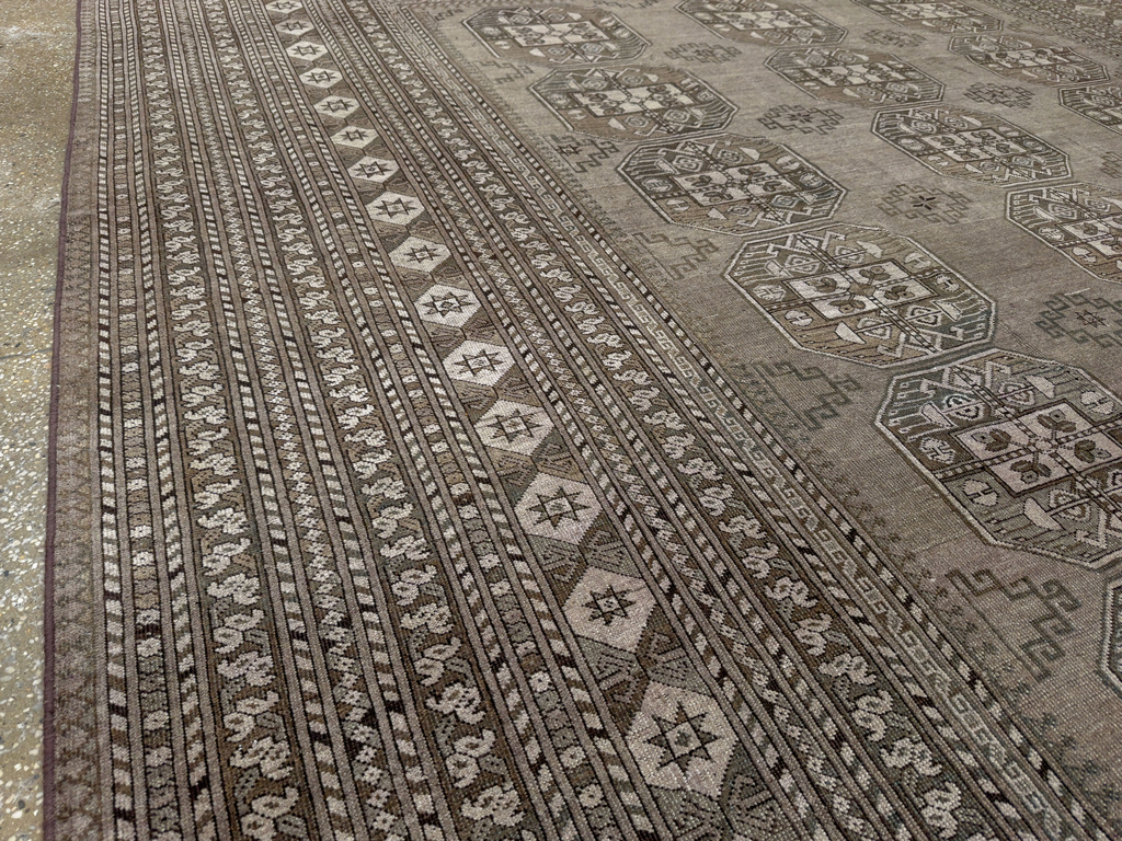 Vintage Central Asian Turkoman Room Size Carpet, No.33708 - Gss
