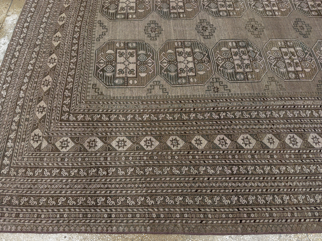 Vintage Central Asian Turkoman Room Size Carpet, No.33708 - Gss
