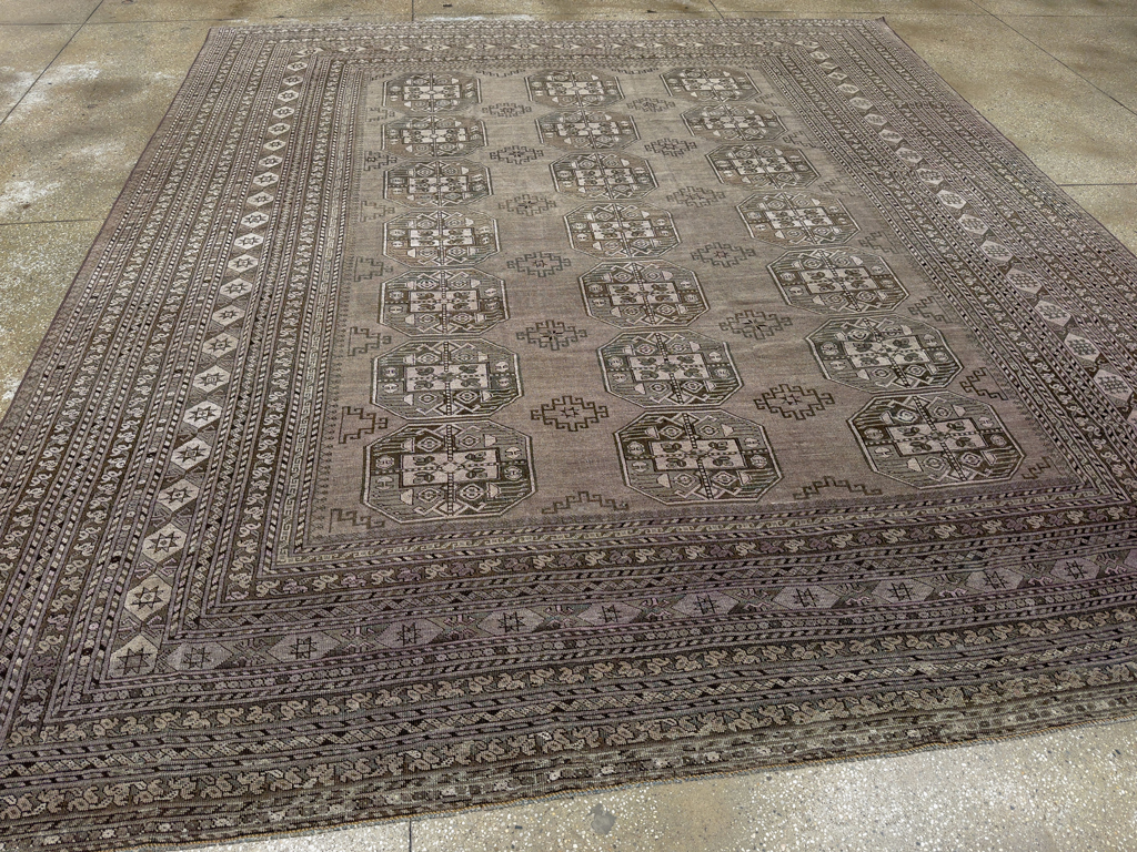 Vintage Central Asian Turkoman Room Size Carpet, No.33708 - Gss