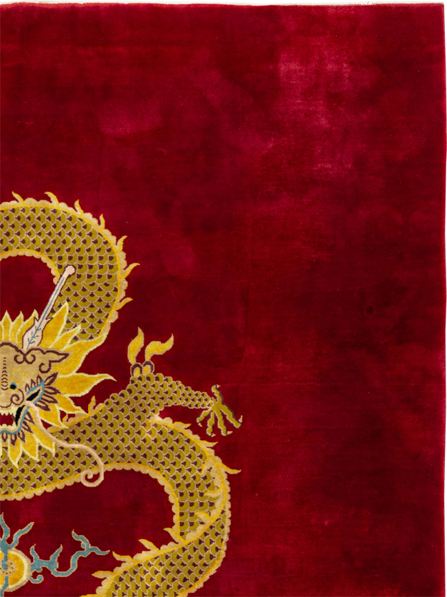 Vintage Chinese Dragon Art Deco Room Size Carpet, No.33714 - Gss