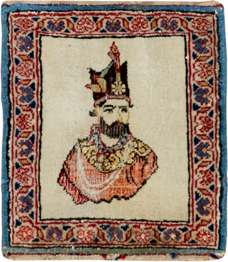 Antique Persian Kashan Pictorial Rug, No.33722 - Gss