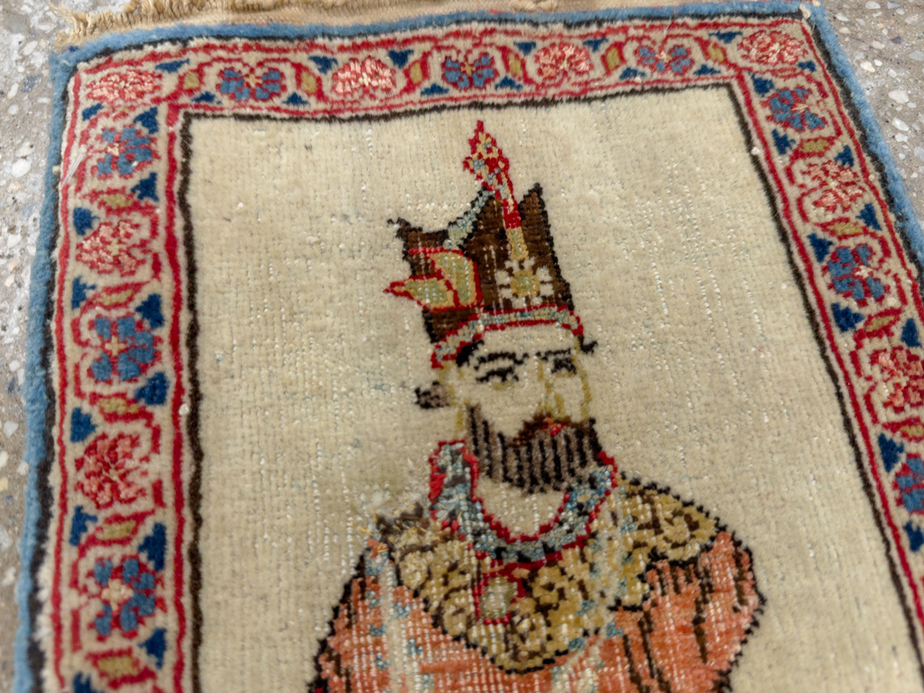 Antique Persian Kashan Pictorial Rug, No.33722 - Gss