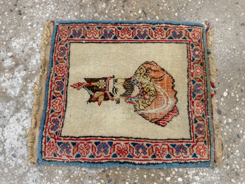 Antique Persian Kashan Pictorial Rug, No.33722 - Gss