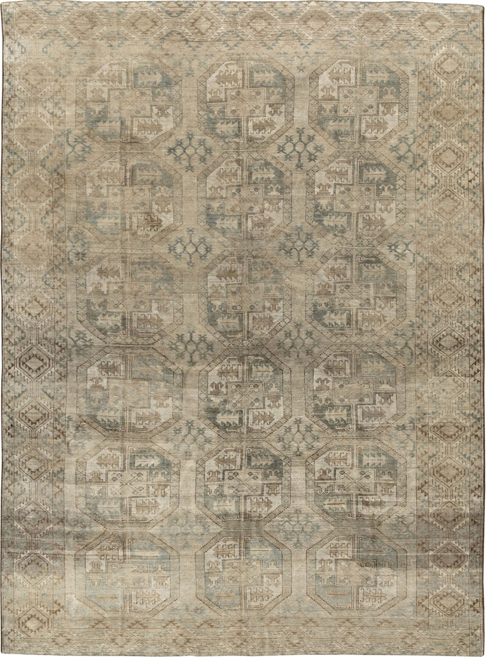 Vintage Central Asian Turkoman Room Size Carpet, No.33724 - Gss