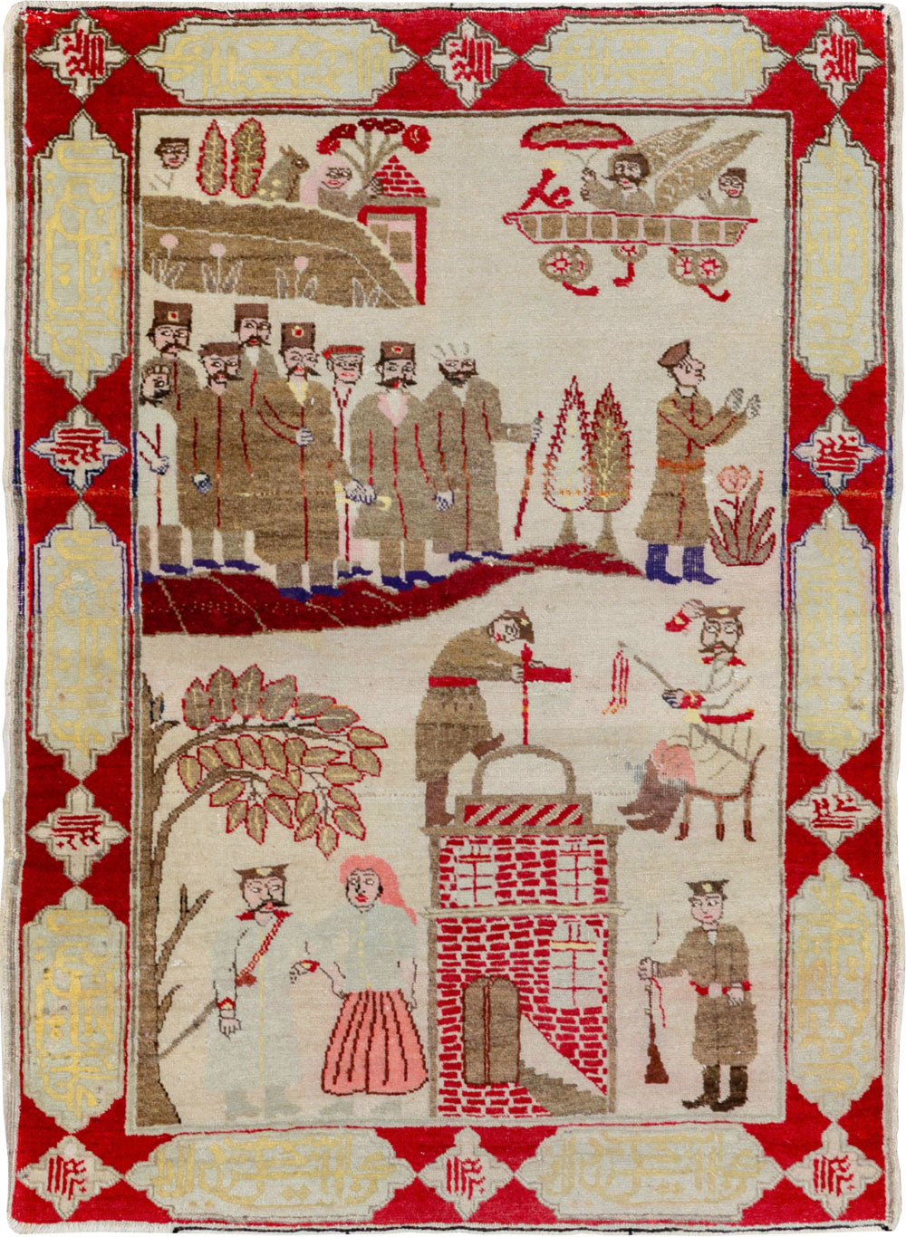 Antique Persian Tabriz Pictorial Rug, No.33733 - Gss