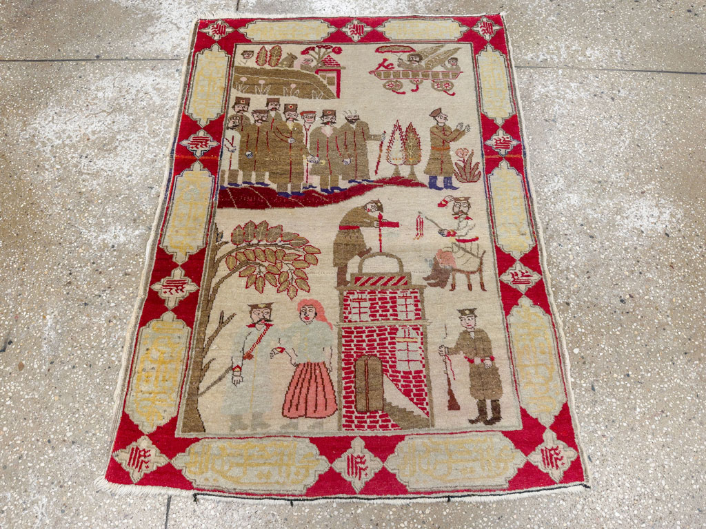 Antique Persian Tabriz Pictorial Rug, No.33733 - Gss