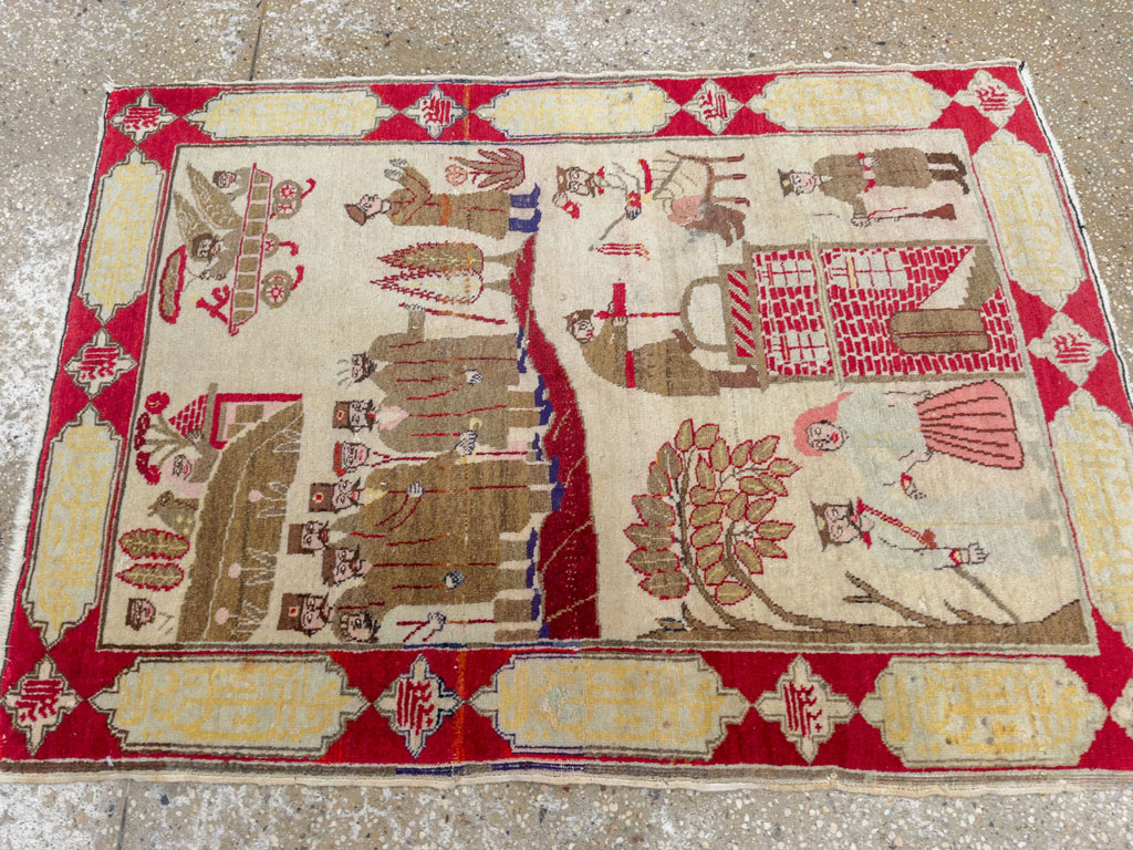 Antique Persian Tabriz Pictorial Rug, No.33733 - Gss