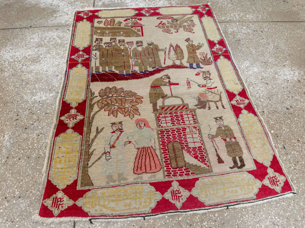 Antique Persian Tabriz Pictorial Rug, No.33733 - Gss