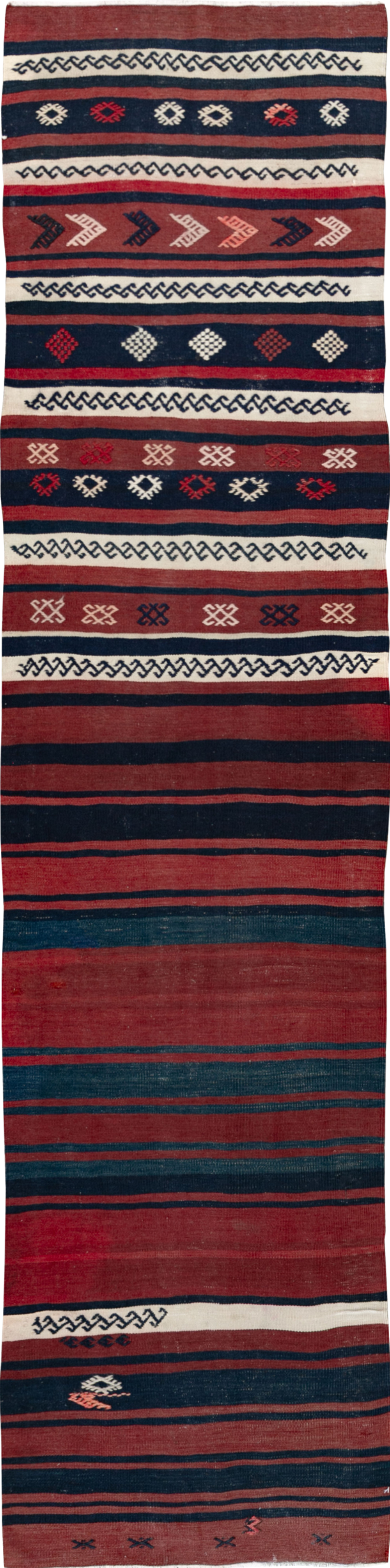 Vintage Turkish Flatweave Kilim Runner, No.33746 - Gss