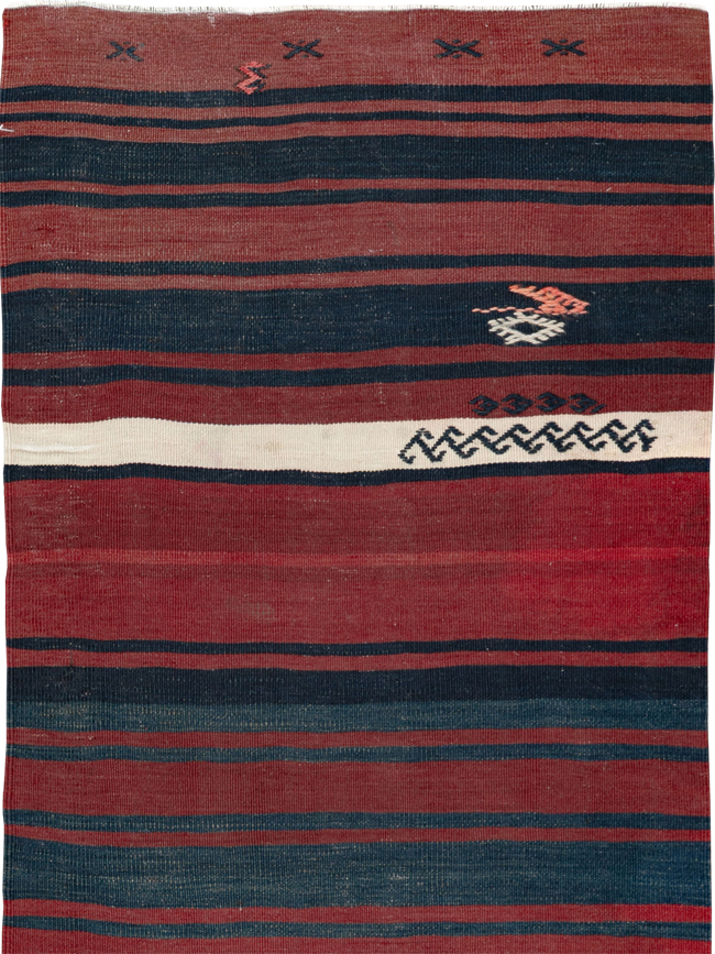 Vintage Turkish Flatweave Kilim Runner, No.33746 - Gss
