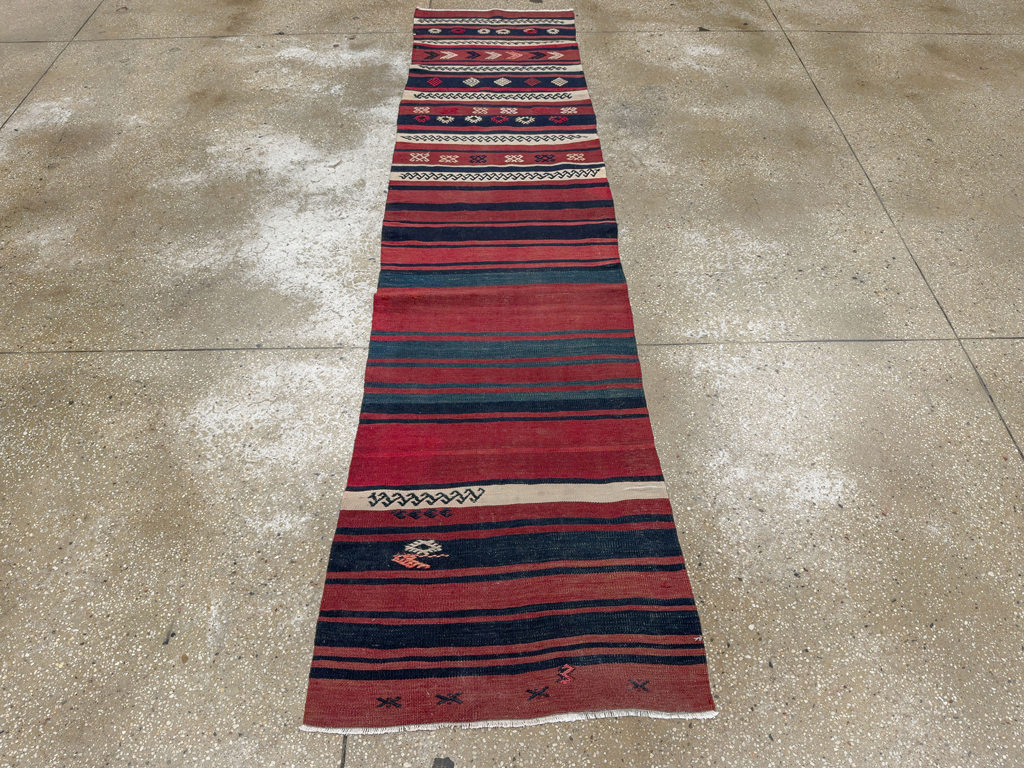 Vintage Turkish Flatweave Kilim Runner, No.33746 - Gss
