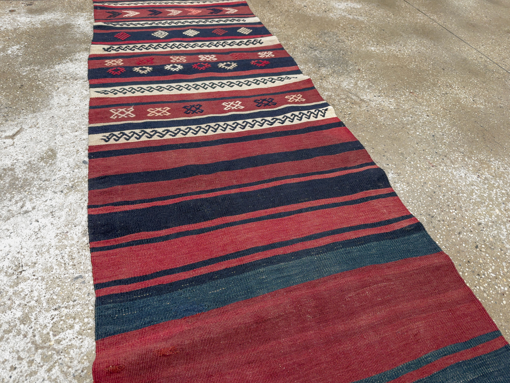 Vintage Turkish Flatweave Kilim Runner, No.33746 - Gss