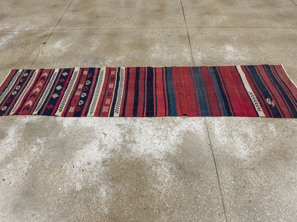 Vintage Turkish Flatweave Kilim Runner, No.33746 - Gss