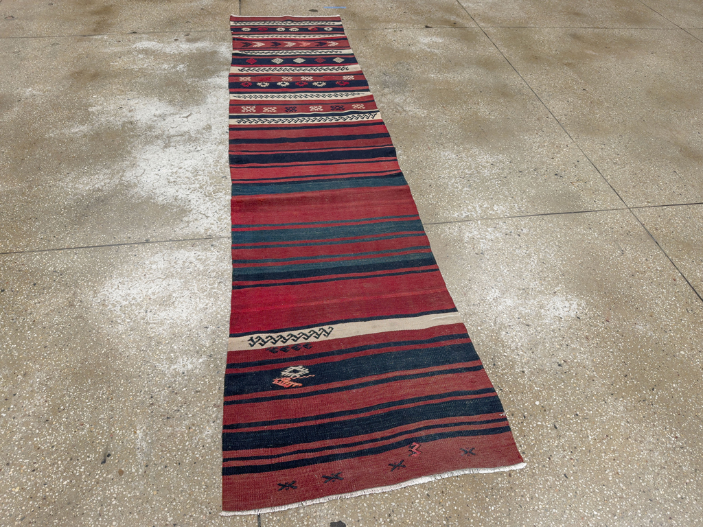 Vintage Turkish Flatweave Kilim Runner, No.33746 - Gss
