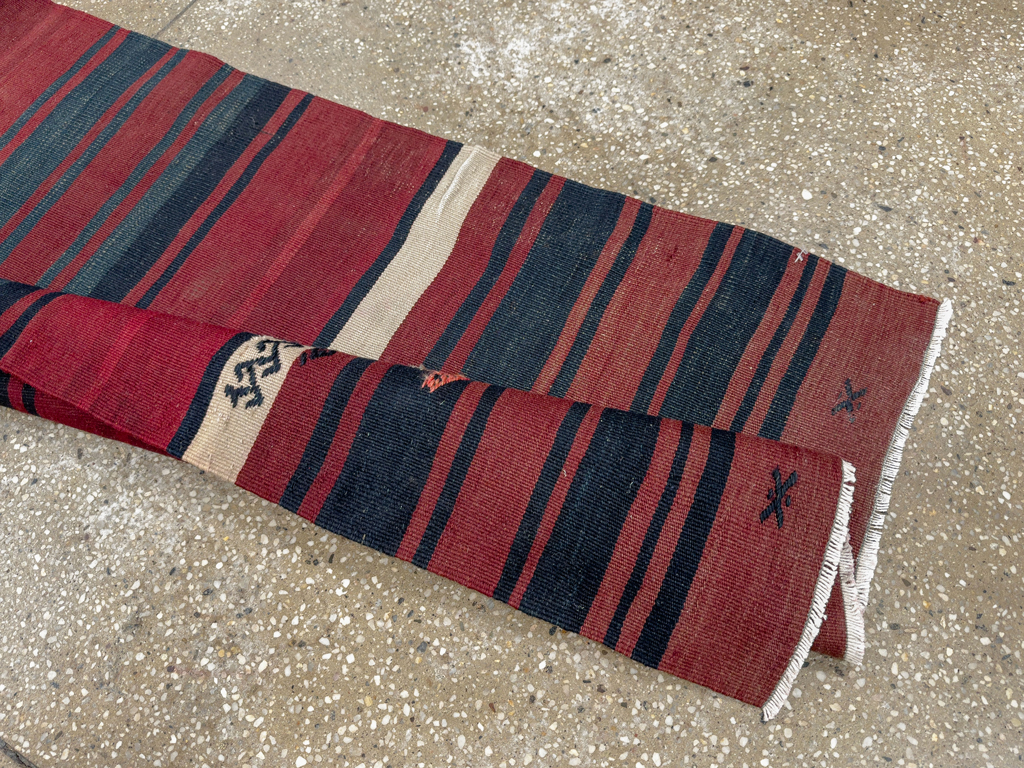 Vintage Turkish Flatweave Kilim Runner, No.33746 - Gss